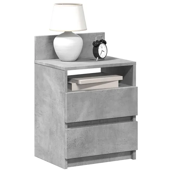 Tables de chevet (lot de 2) avec 2 tiroirs gris béton 40 x 33 x 60 cm