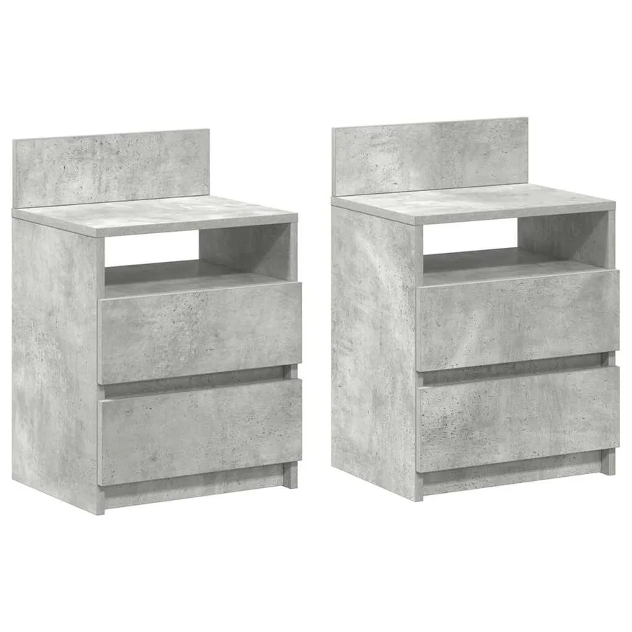 Tables de chevet (lot de 2) avec 2 tiroirs gris béton 40 x 33 x 60 cm - 2