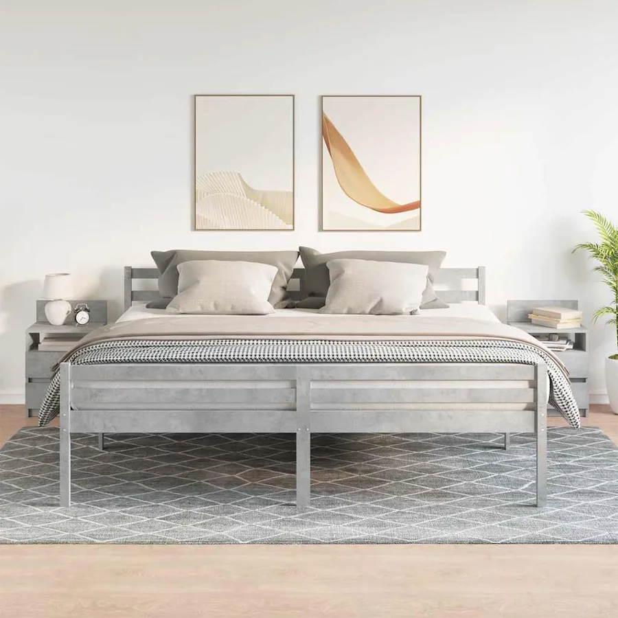 Tables de chevet (lot de 2) avec 2 tiroirs gris béton 40 x 33 x 60 cm - 3