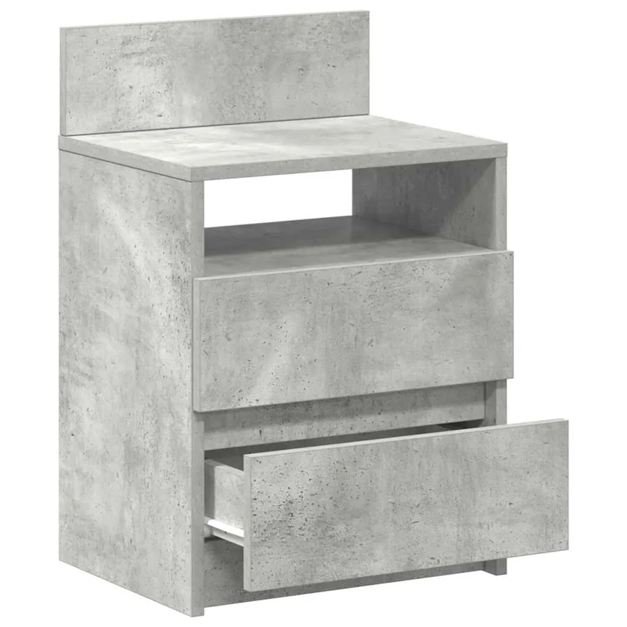 Tables de chevet (lot de 2) avec 2 tiroirs gris béton 40 x 33 x 60 cm - 5
