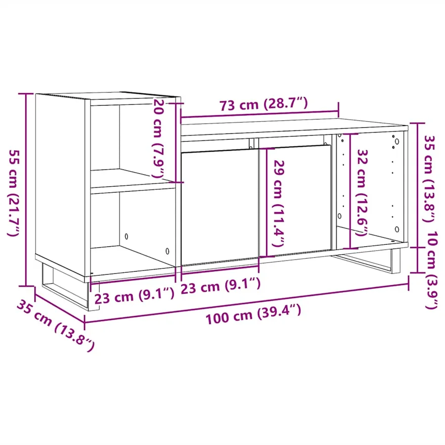 Meuble TV vieux bois 100x35x55 cm bois d'ingénierie - 11