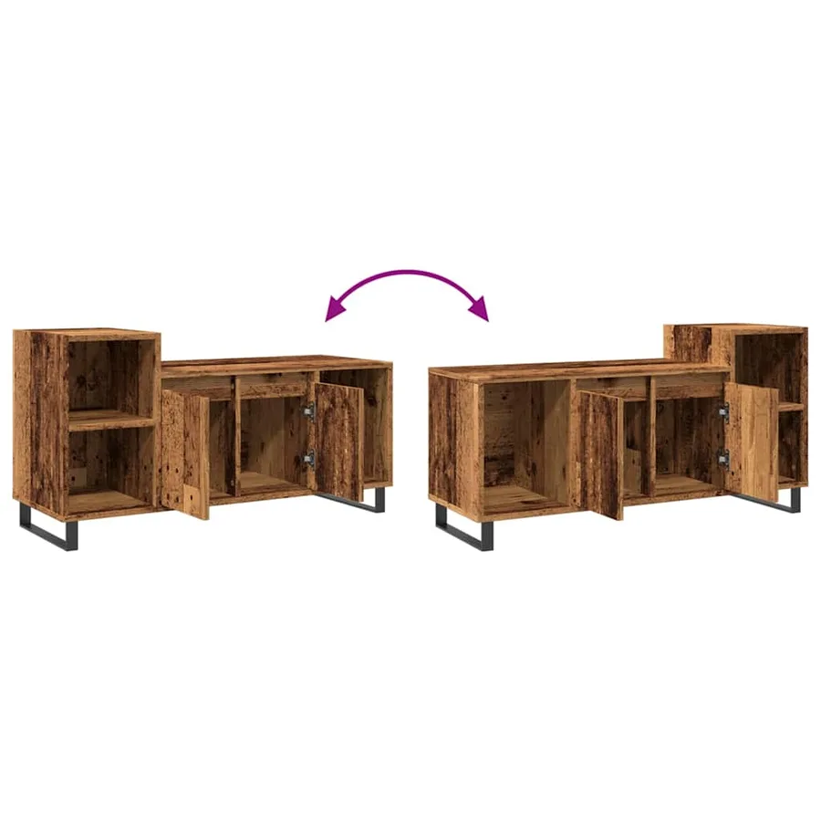 Meuble TV vieux bois 100x35x55 cm bois d'ingénierie - 8
