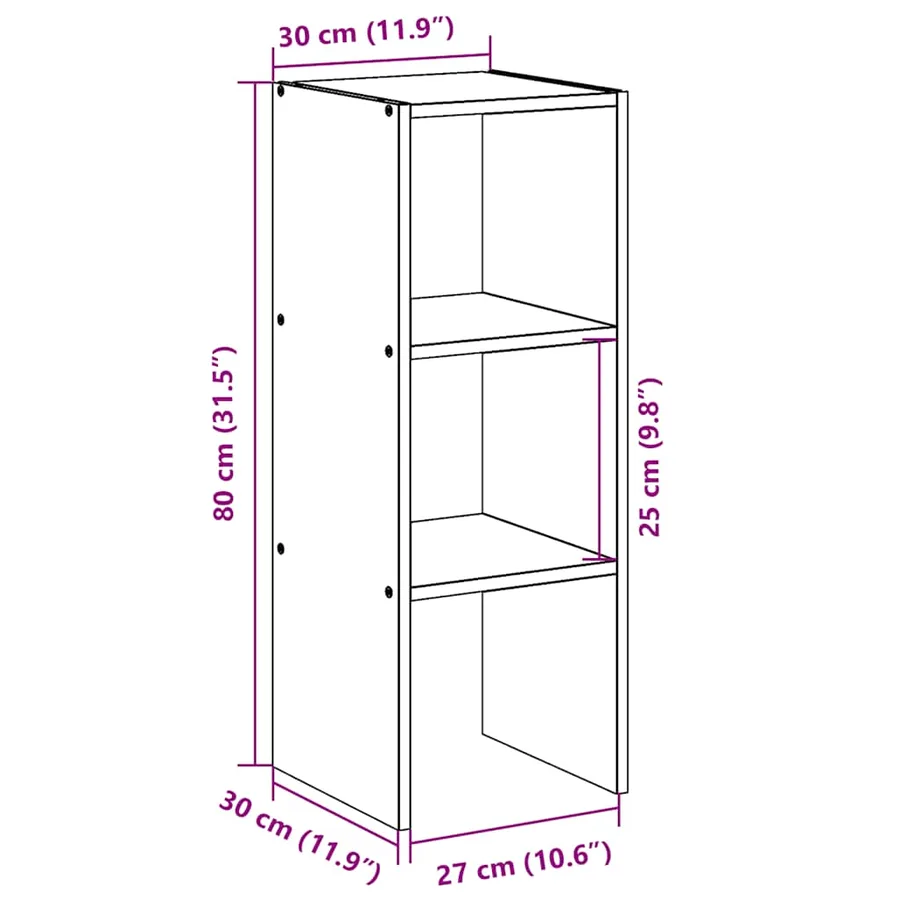 Bibliothèque empilable blanc 30x30x80 cm bois d'ingénierie - 9