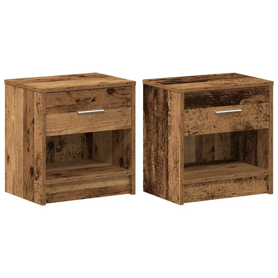 Tables de chevet 2 pcs avec tiroir bois ancien 39 x 28 x 41 cm - 2