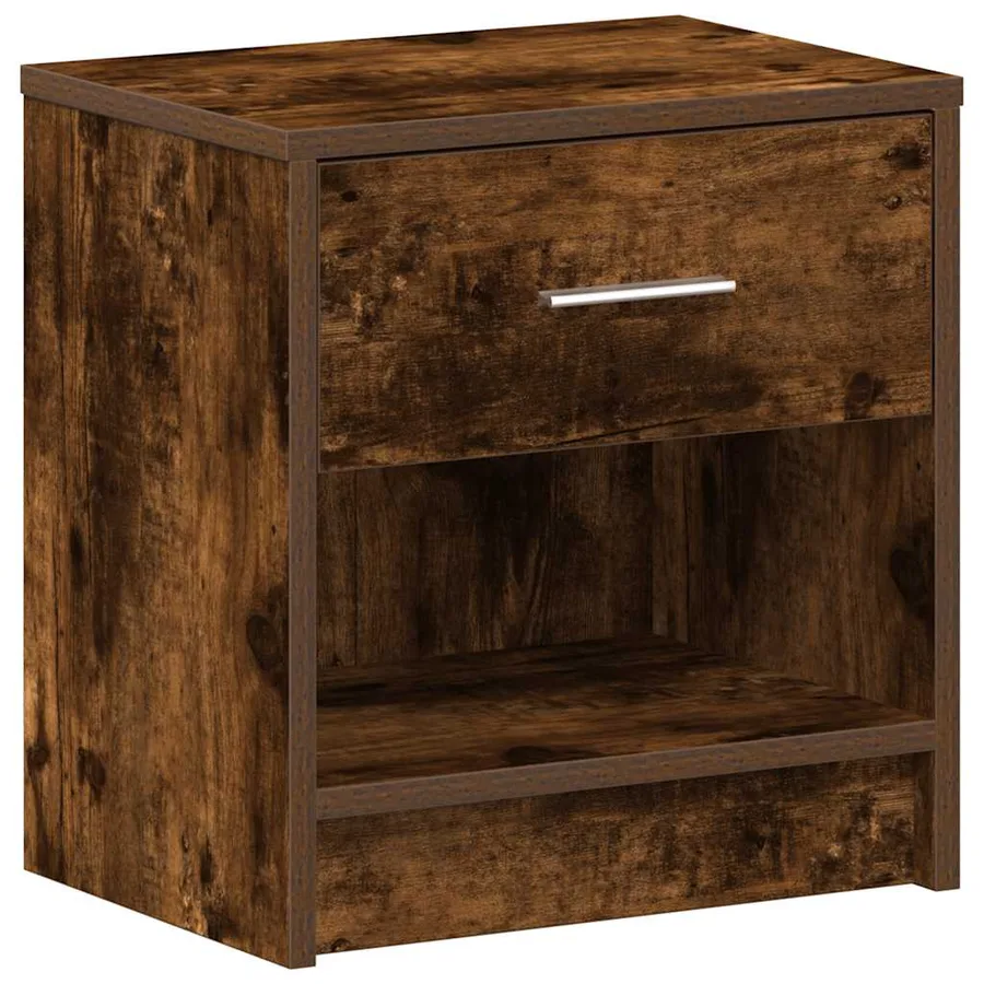 Tables de chevet 2 pcs avec tiroir chêne fumé 39x28x41 cm - 6