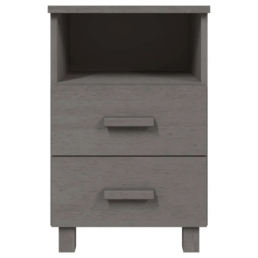 Tables de chevet HAMAR 2 pcs Gris clair 40x35x62 cm Bois massif - 4