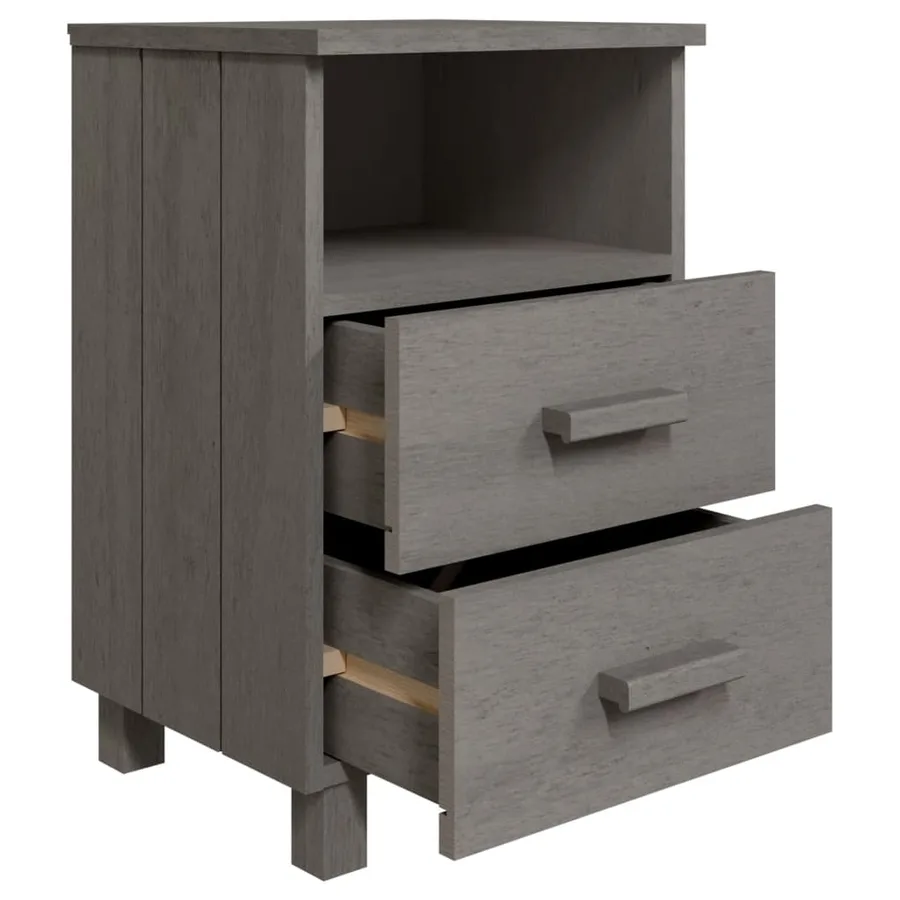 Tables de chevet HAMAR 2 pcs Gris clair 40x35x62 cm Bois massif - 6