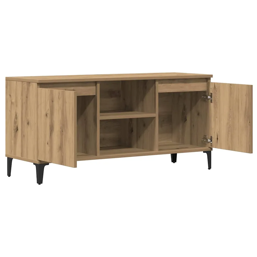 Meuble TV chêne artisanal 102x35x50 cm bois d'ingénierie - 4