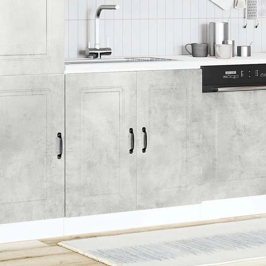 Meuble bas pour évier Kalmar gris béton bois ingénierie - 3