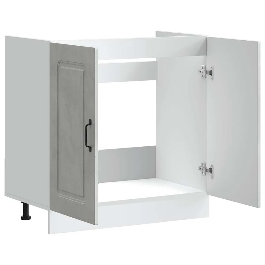 Meuble bas pour évier Kalmar gris béton bois ingénierie - 5