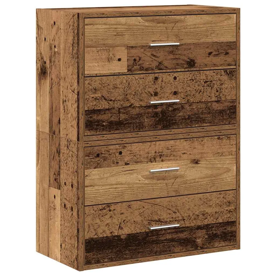 Armoires avec 2 tiroirs 2 pcs vieux bois bois d'ingénierie - 2