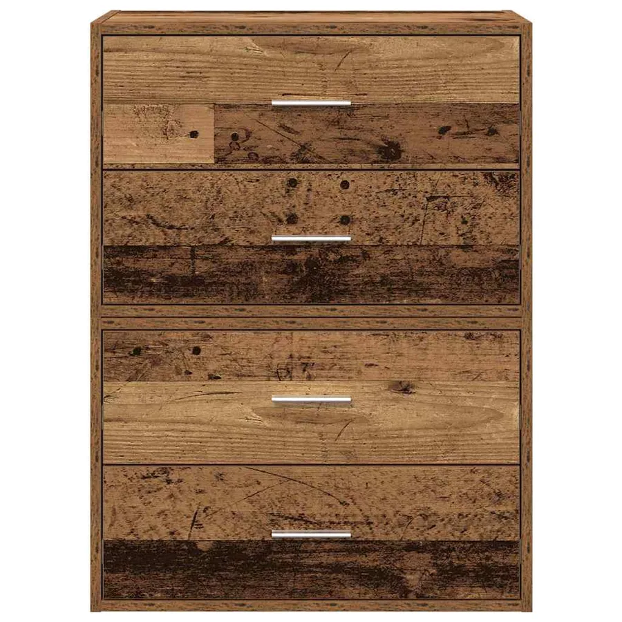 Armoires avec 2 tiroirs 2 pcs vieux bois bois d'ingénierie - 4