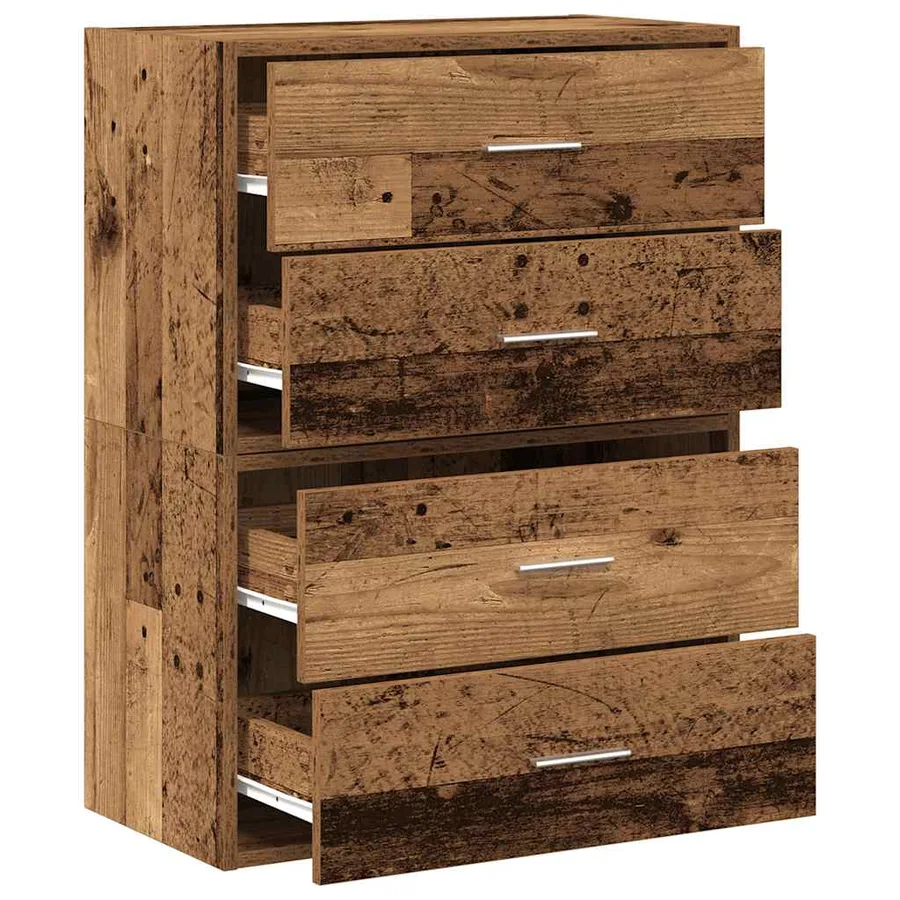 Armoires avec 2 tiroirs 2 pcs vieux bois bois d'ingénierie - 5