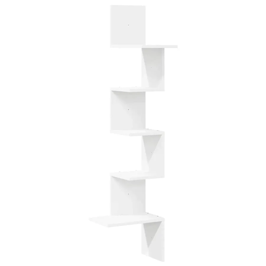 Étagère d'angle murale blanc 32x32x127,5 cm bois d'ingénierie - 2