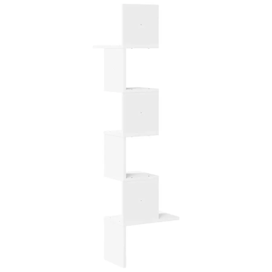 Étagère d'angle murale blanc 32x32x127,5 cm bois d'ingénierie - 6