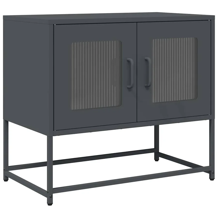 Meuble TV anthracite 68x39x60,5 cm acier laminé à froid - 2