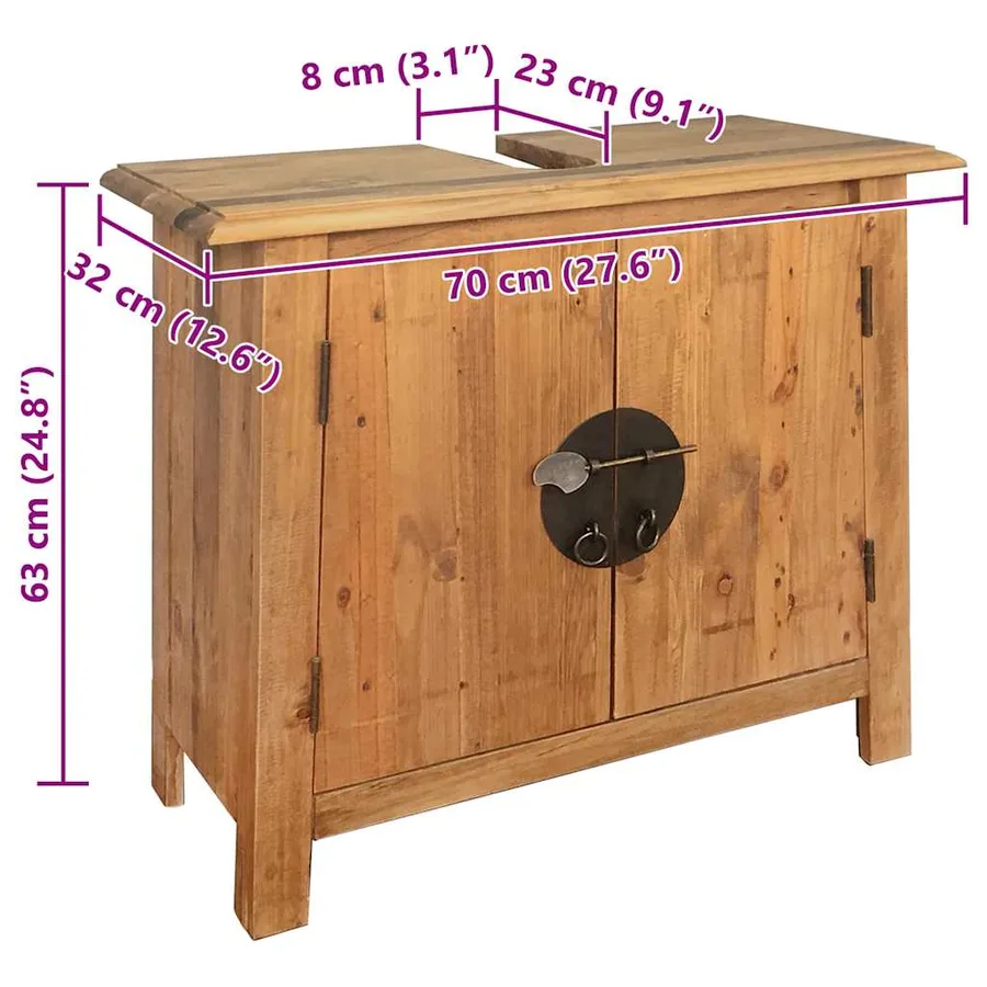 Mobilier de salle de bain Bois de pin massif - 17
