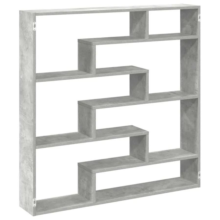 Étagère cube murale 7 compartiments gris béton bois ingénierie - 2