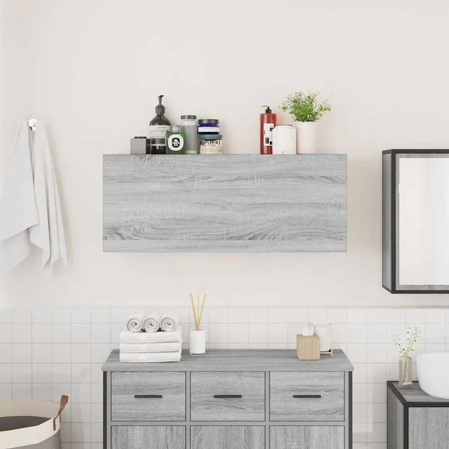 Armoire murale de bain sonoma gris 100x25x40 cm bois ingénierie - 3