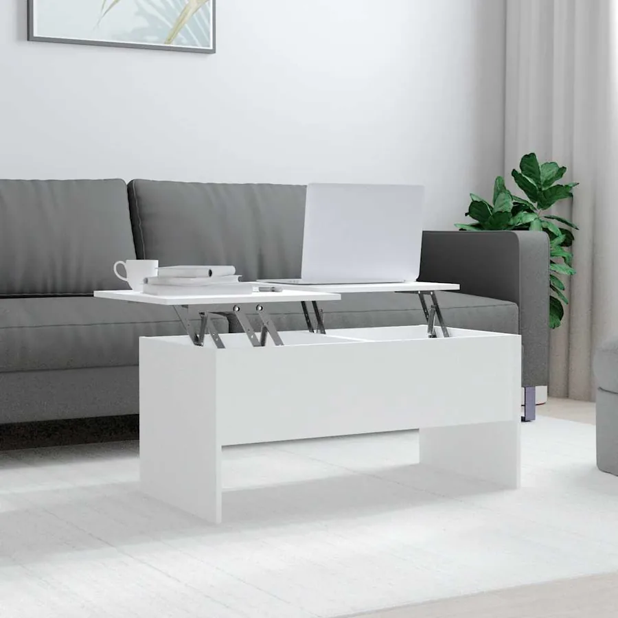 Table basse Blanc 102x50,5x46,5 cm Bois d'ingénierie