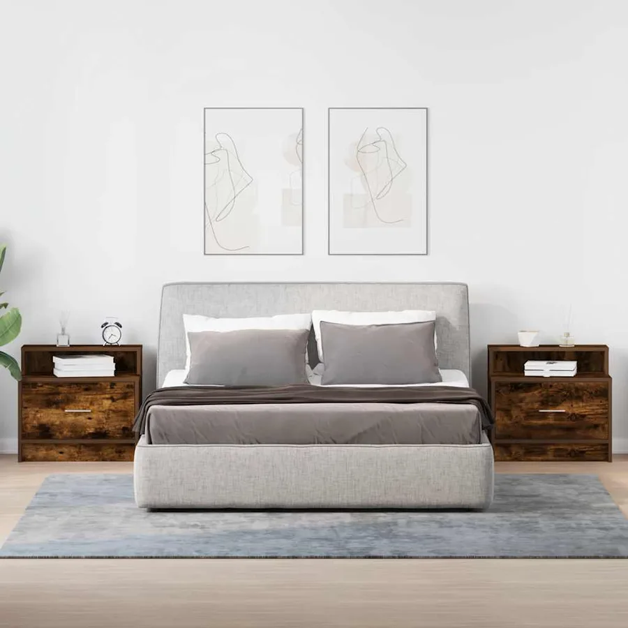 Tables de chevet avec tiroir 2 pcs chêne fumé 51x31x47 cm - 3
