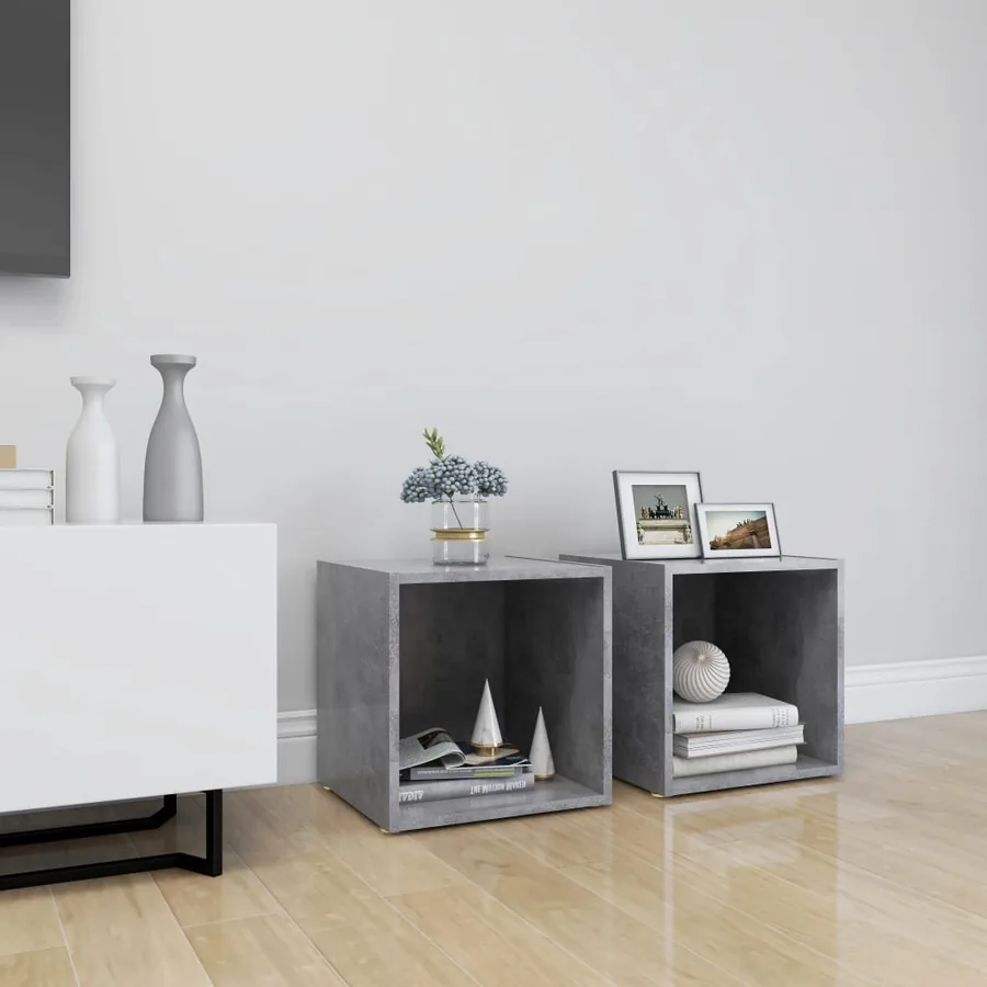 Meubles TV 2 pcs gris béton 37x35x37 cm bois d’ingénierie
