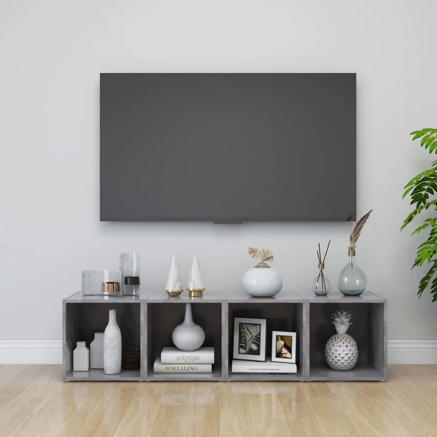 Meubles TV 2 pcs gris béton 37x35x37 cm bois d’ingénierie - 8
