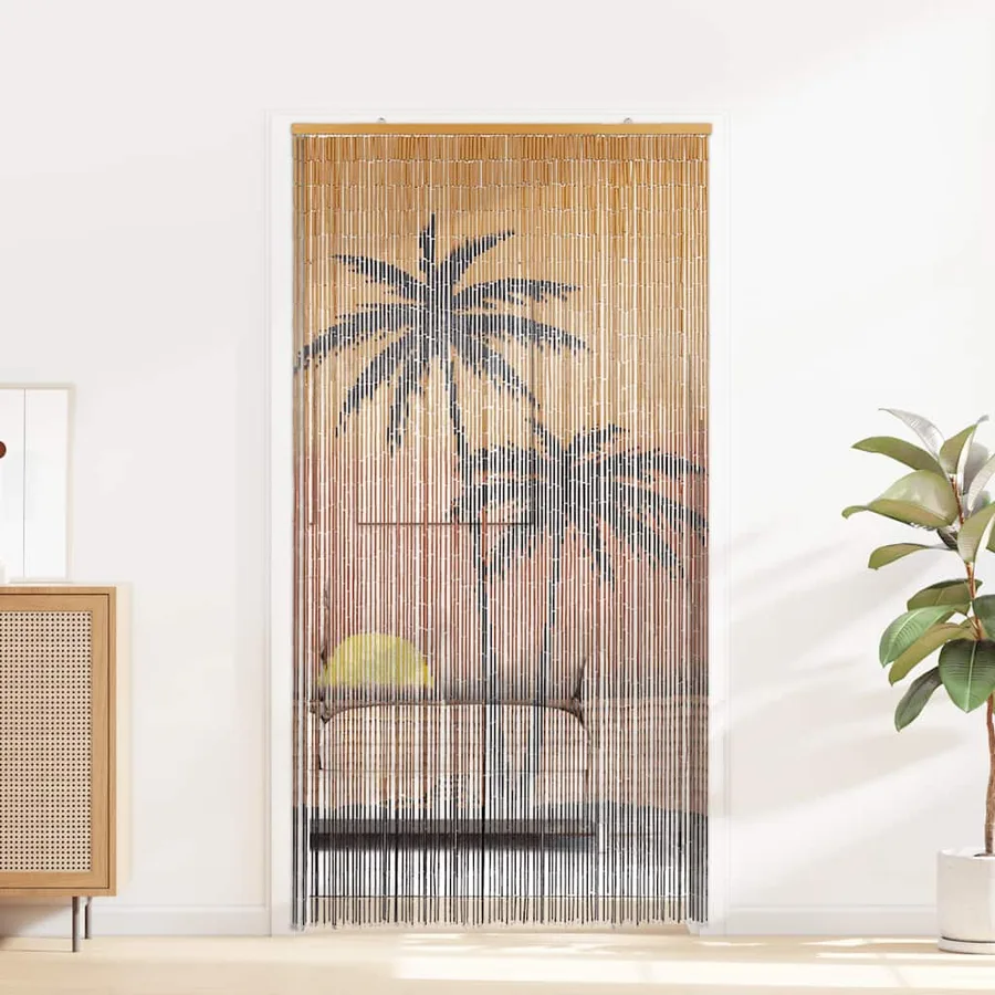 Rideau anti-insectes imprimé palmier 100x220 cm bambou - 2