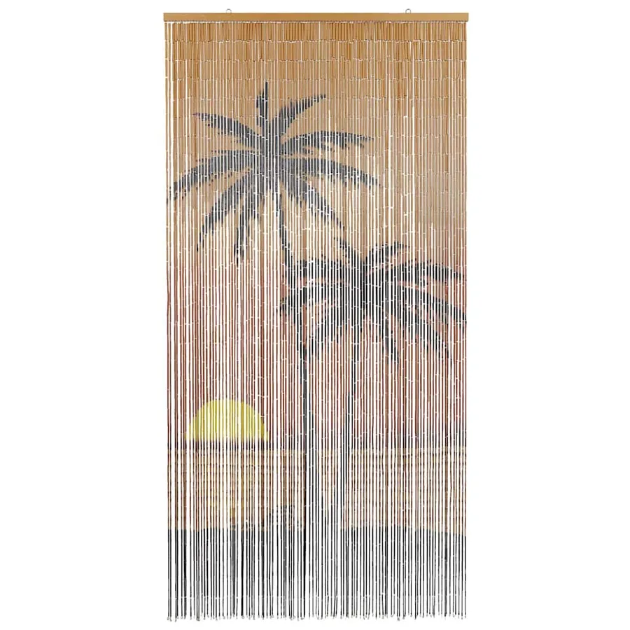 Rideau anti-insectes imprimé palmier 100x220 cm bambou - 3