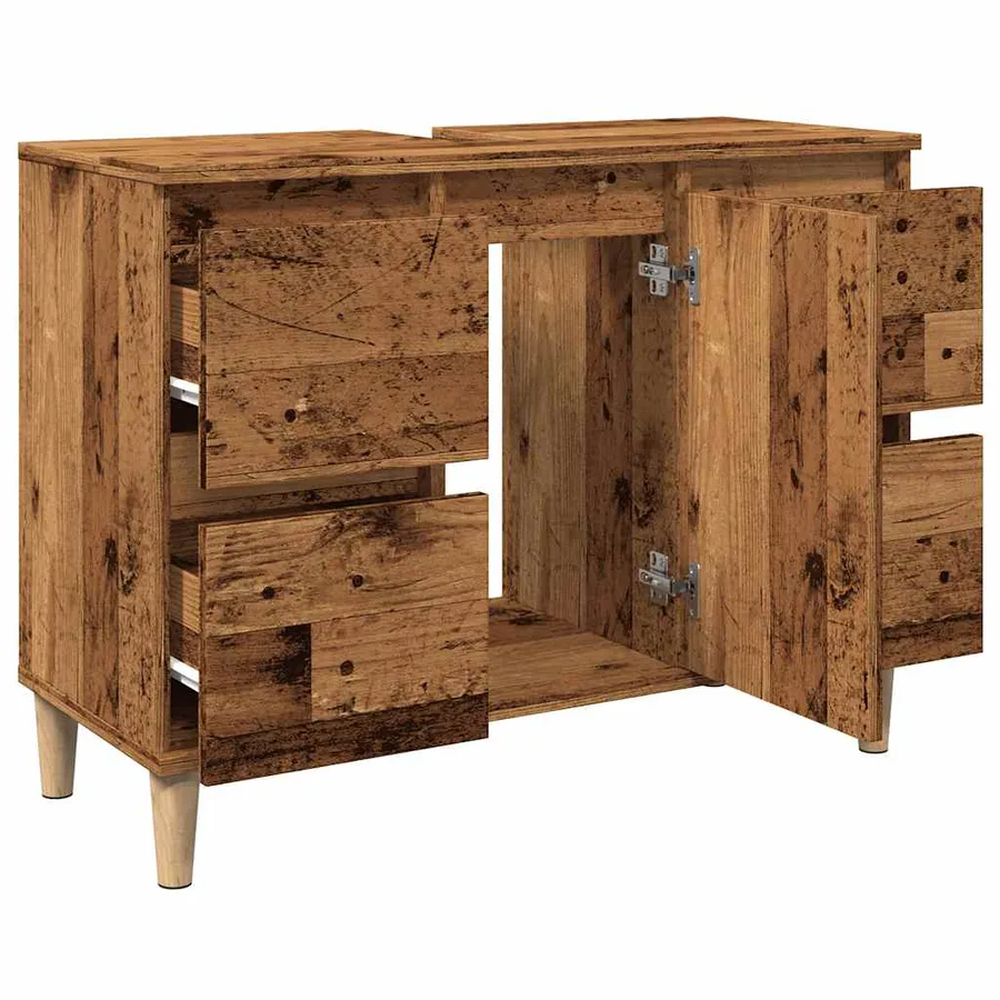 Armoire d'évier vieux bois 80x33x60 cm bois d'ingénierie - 5