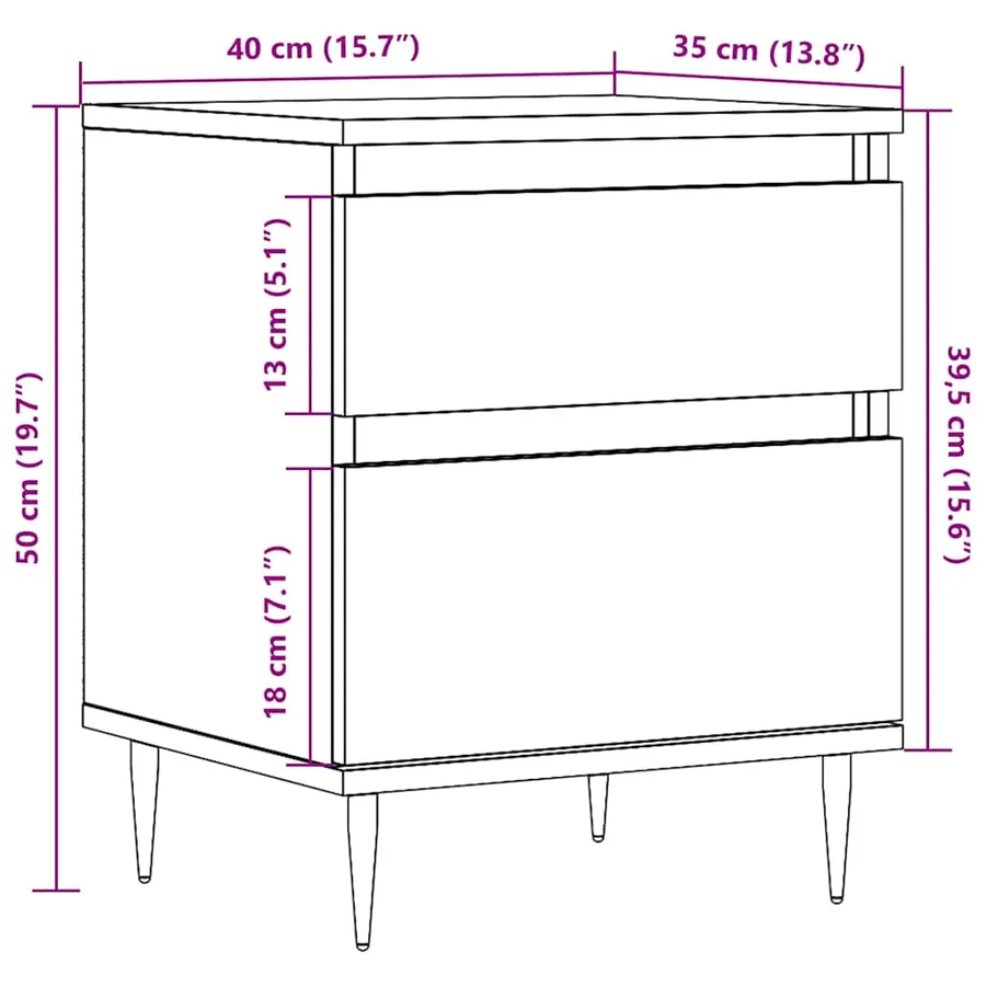 Tables de chevet 2 pcs chêne artisanal 40x35x50 cm - 12