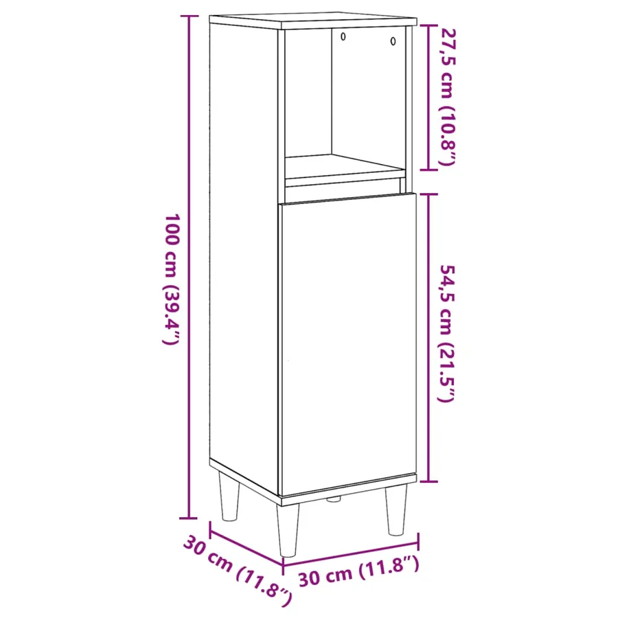 Armoire de salle de bain gris béton 30x30x100 cm - 11