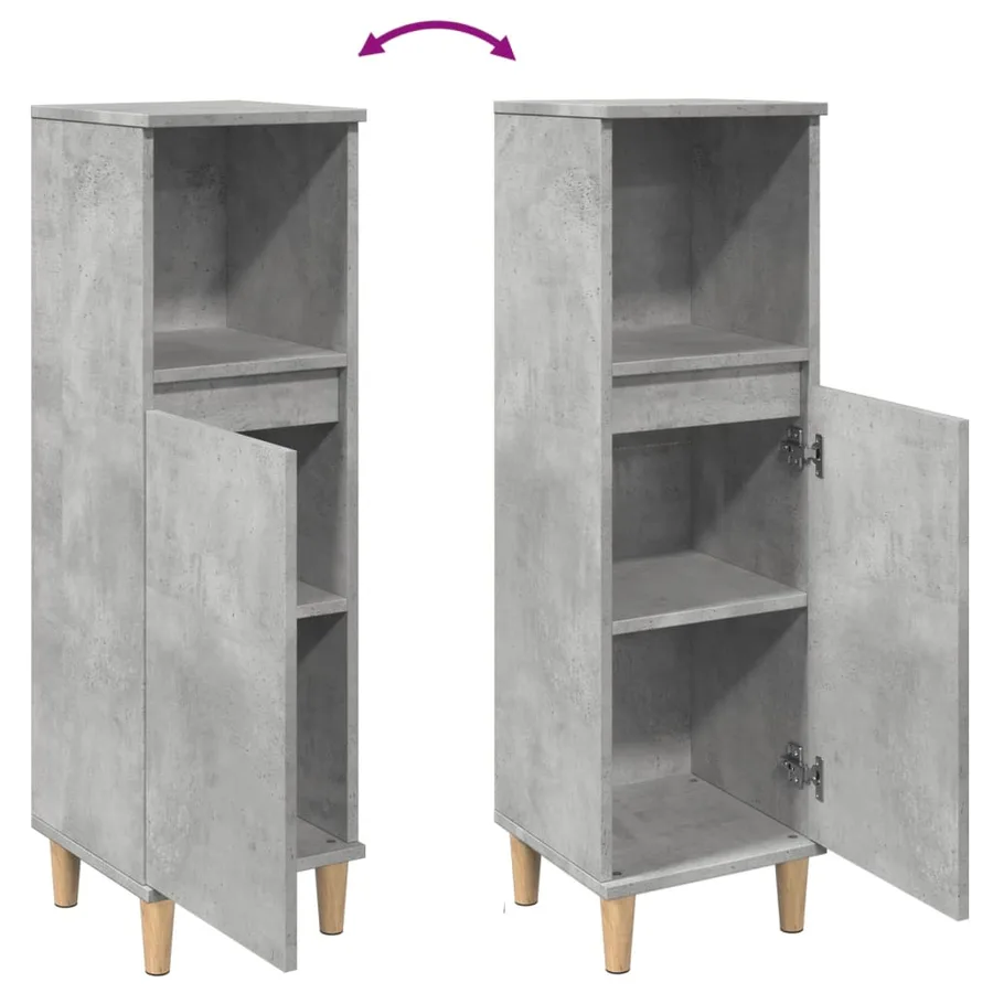 Armoire de salle de bain gris béton 30x30x100 cm - 8