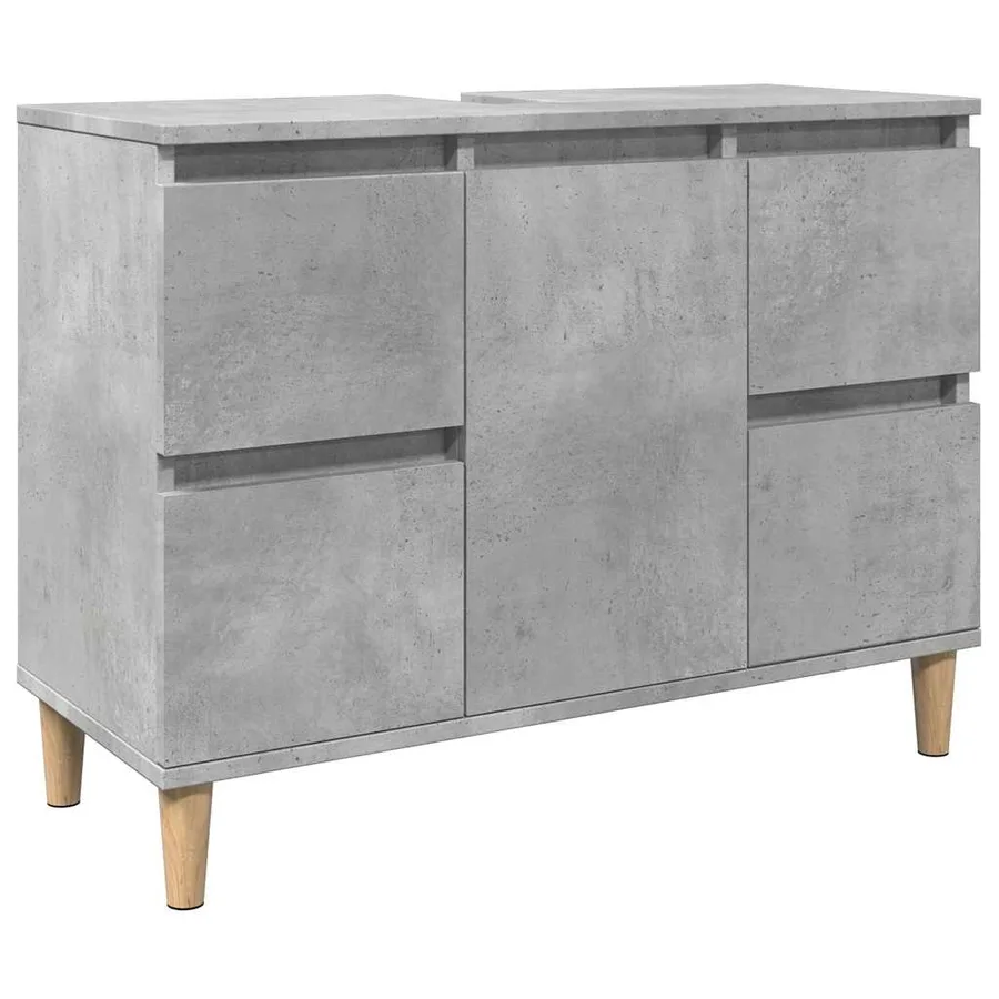 Ensemble de meubles de salle de bain 3 pcs gris béton - 8