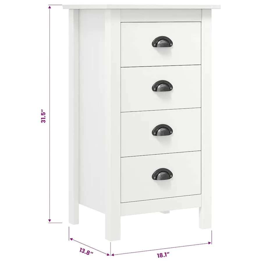 Buffet Hill Blanc 46x35x80 cm Bois de pin solide - 8