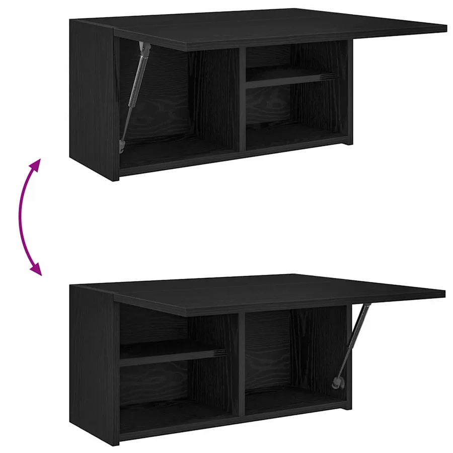 Armoire murale de bain noir 60x25x30 cm bois d'ingénierie - 9