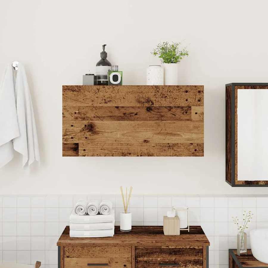 Armoire murale de bain vieux bois 80x25x40 cm bois d'ingénierie - 3