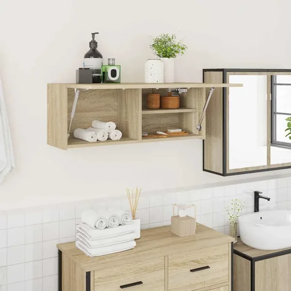 Armoire murale de bain chêne sonoma 80x25x30 cm bois ingénierie