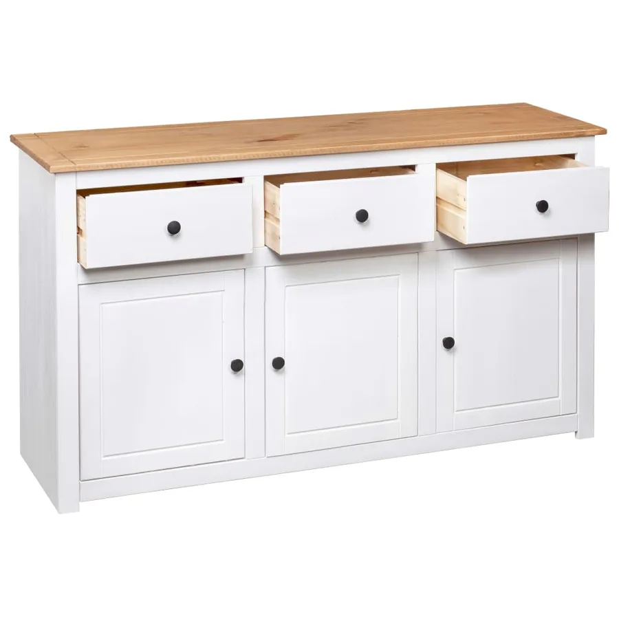 Buffet Blanc 135x40x80 cm Pin solide Gamme Panama - 7