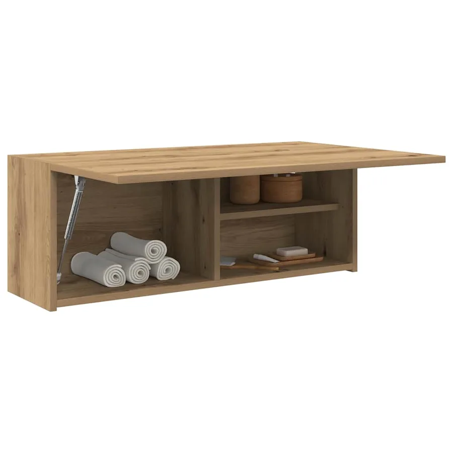 Armoire murale de bain chêne artisanal bois d'ingénierie - 4
