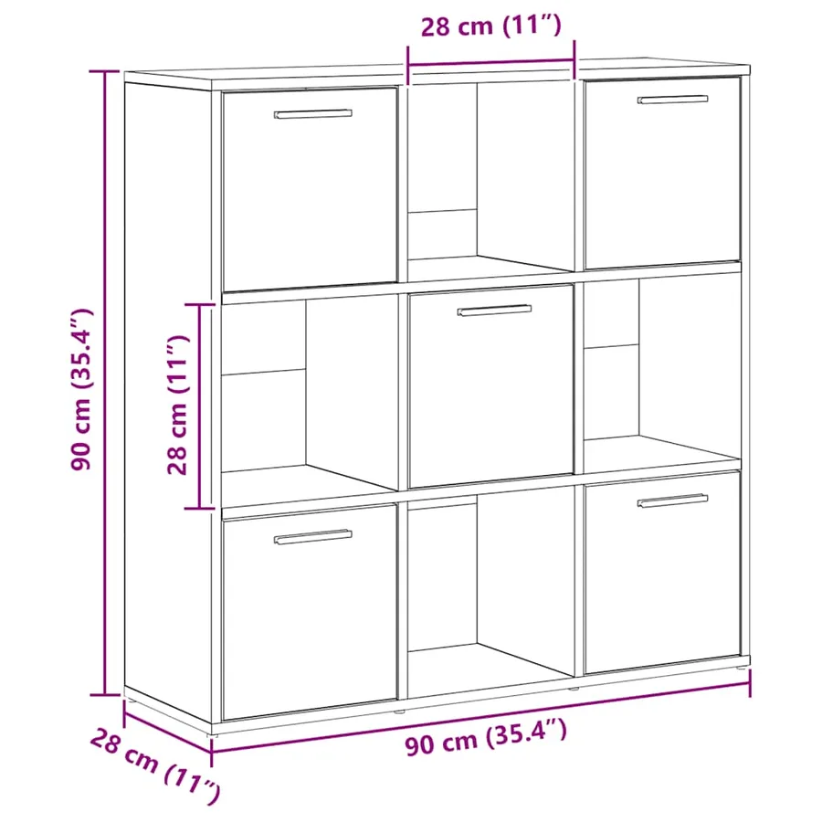 Bibliothèque chêne artisanal 90x28x90 cm bois d'ingénierie - 11