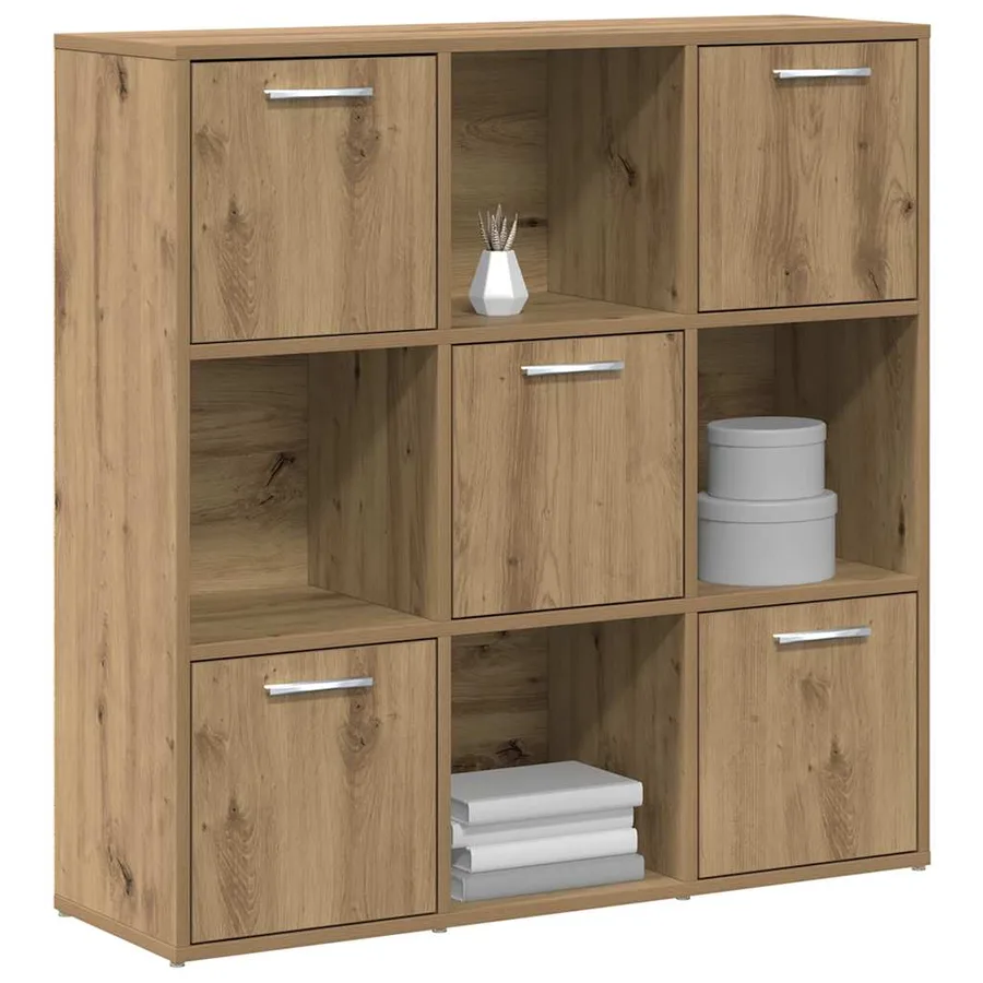 Bibliothèque chêne artisanal 90x28x90 cm bois d'ingénierie - 4