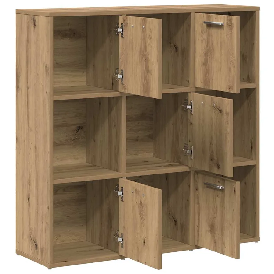 Bibliothèque chêne artisanal 90x28x90 cm bois d'ingénierie - 5