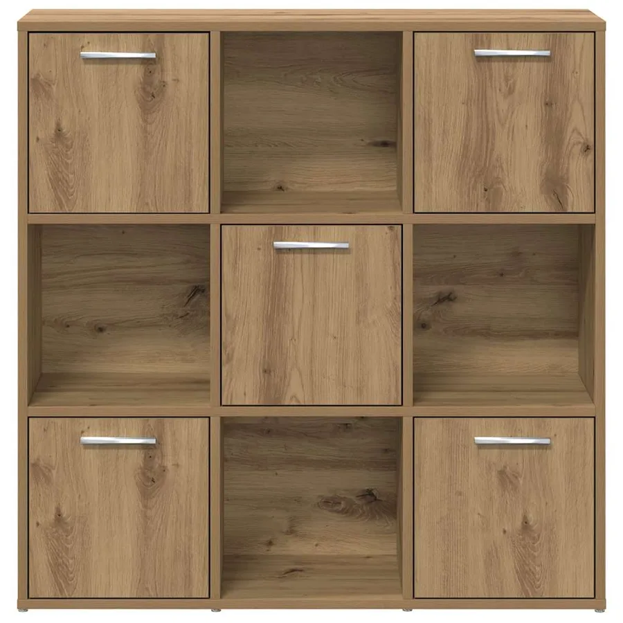 Bibliothèque chêne artisanal 90x28x90 cm bois d'ingénierie - 6