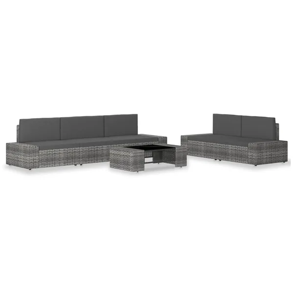 Salon de jardin 6 pcs Résine tressée Gris