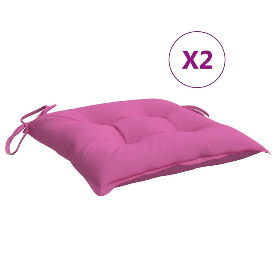 Coussins de chaise lot de 2 rose 50x50x7 cm tissu oxford - 2