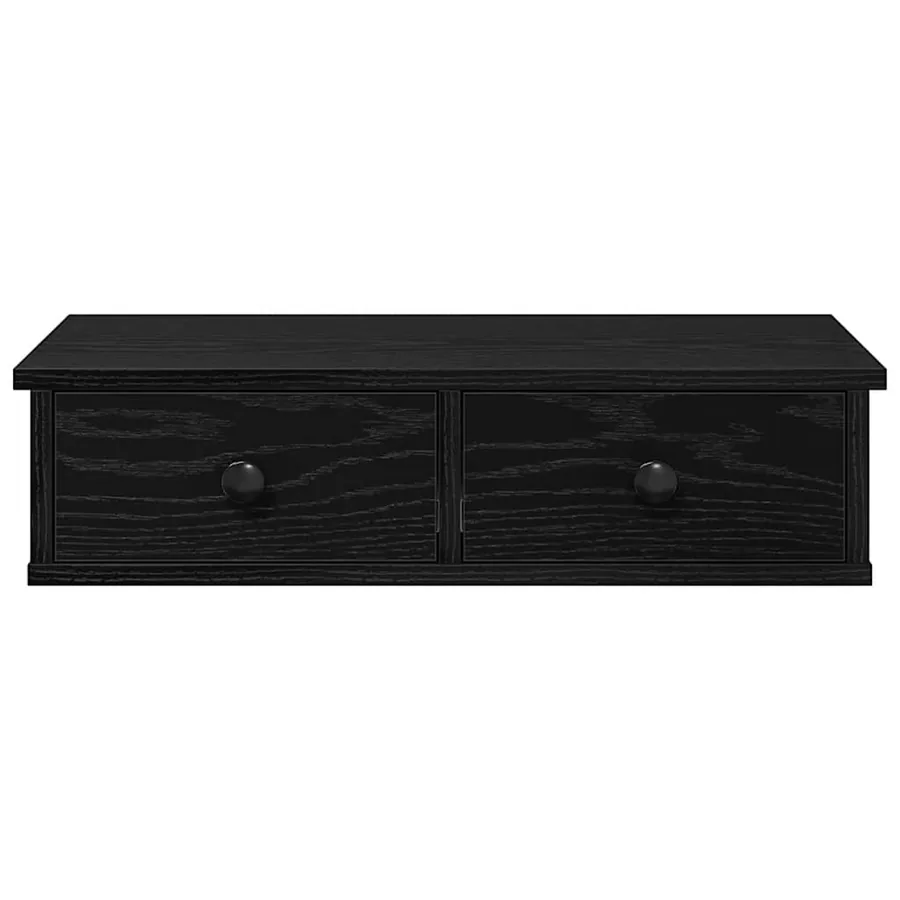 Étagère murale avec tiroirs noir 60x28x15 cm bois d'ingénierie - 4