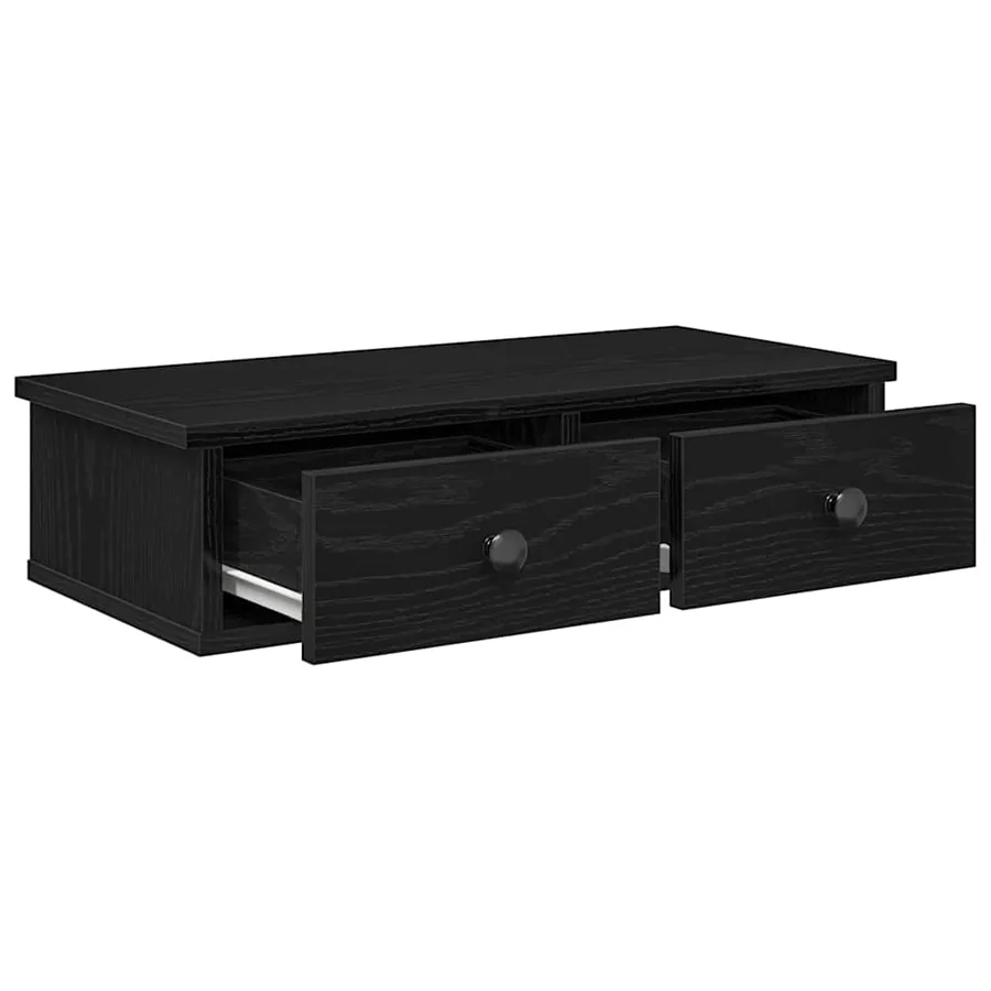 Étagère murale avec tiroirs noir 60x28x15 cm bois d'ingénierie - 7