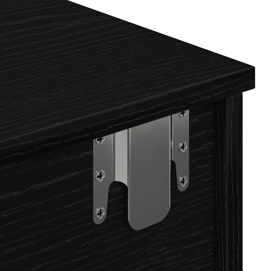 Étagère murale avec tiroirs noir 60x28x15 cm bois d'ingénierie - 9