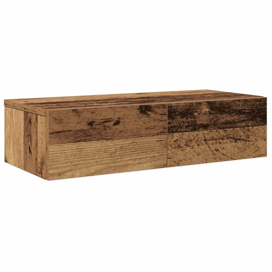 Étagère murale avec tiroirs vieux bois bois d'ingénierie - 2
